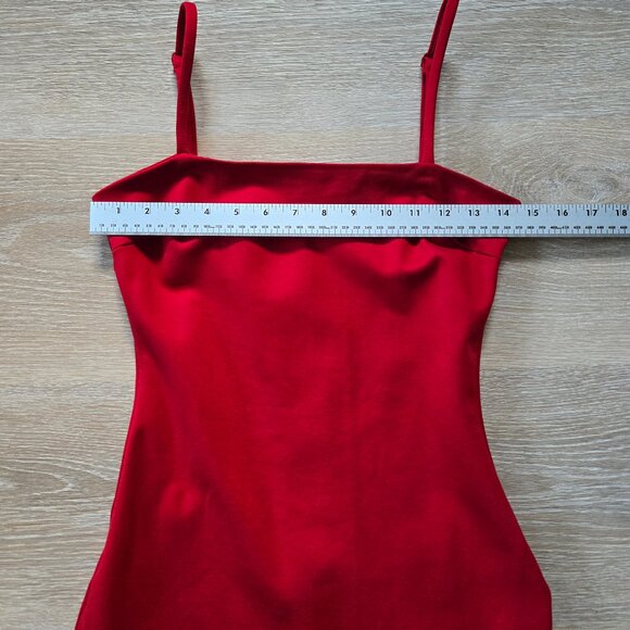 Lulus Paulina Square Neck Red Bodycon Midi Cocktail Sheath Dress Small NWOT - Picture 9 of 17